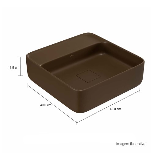 Cuba de Apoio com Mesa Quadrada Deca 40x39cm Marrom Fosco Slim