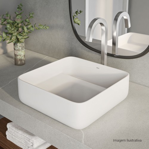 Cuba de Apoio com Válvula Oculta Quadrada Deca 40x39cm Branco Slim
