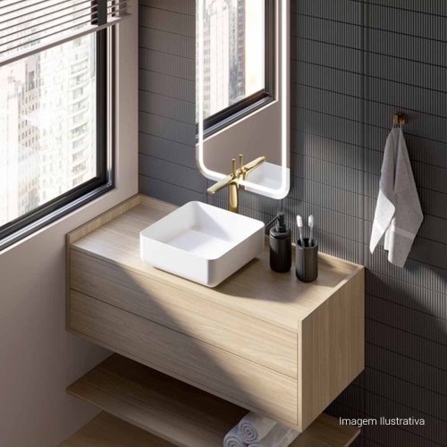 Cuba de Apoio com Válvula Oculta Quadrada Deca 40x39cm Branco Slim