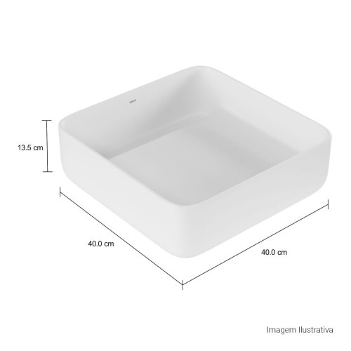Cuba de Apoio com Válvula Oculta Quadrada Deca 40x39cm Branco Slim
