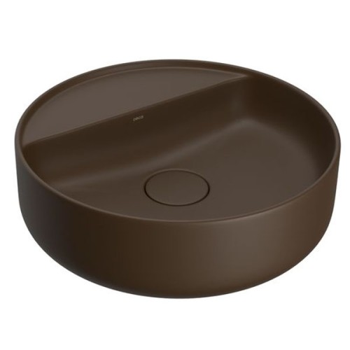 Cuba Redonda de Apoio 40cm com Deck Marrom Fosco