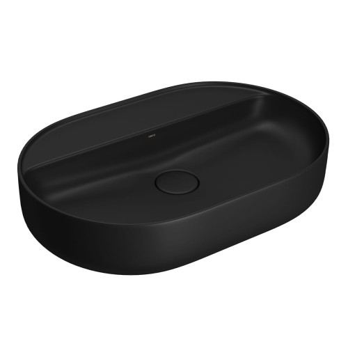 Cuba de Apoio com Mesa Oval Deca 40x60cm Ébano Fosco Slim