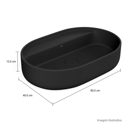 Cuba de Apoio com Mesa Oval Deca 40x60cm Ébano Fosco Slim
