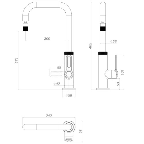 Torneira de Mesa para Cozinha Urban Dark Antracite