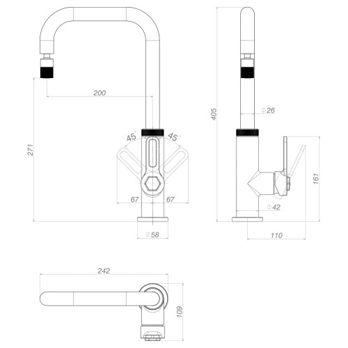 Misturador Monocomando Deca de Mesa para Cozinha Urban Inox