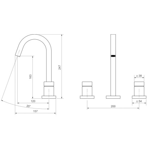 Misturador de Mesa Bica Alta para Lavatório Dark Antracite