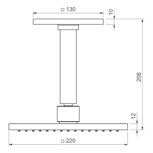 Chuveiro com Tubo de Teto Quadrado Dark Antracite