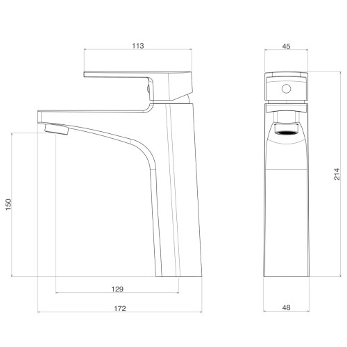 Misturador Monocomando de Mesa Bica Média para Lavatório Black Noir