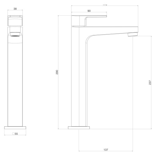 Torneira de Mesa Bica Alta para Lavatório Level Black Matte