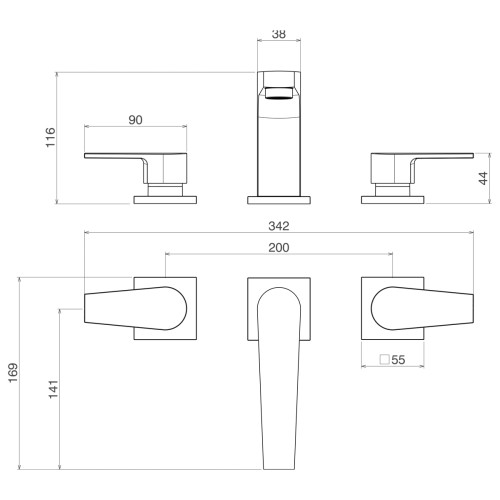 Misturador de Mesa Bica Baixa para Lavatório Black Matte