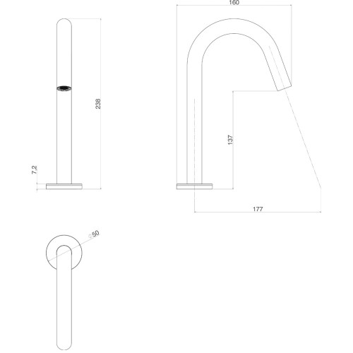 Torneira de Mesa Touchless Bica Baixa para Lavatório Curve Black Matte