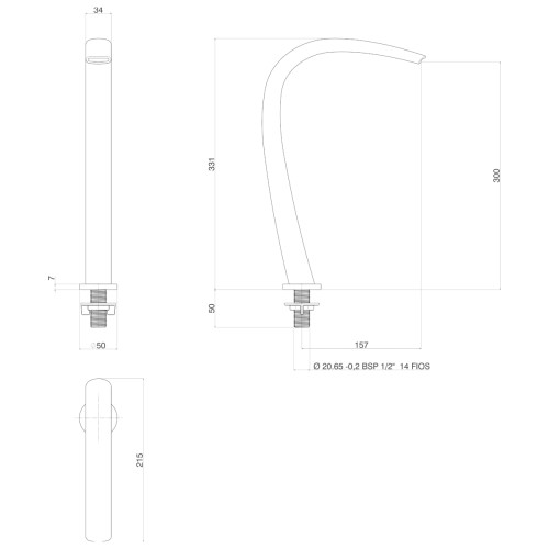 Bica de Mesa M para Cuba e Lavatório Wave Inox