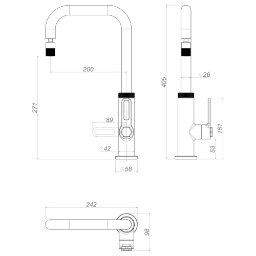 Torneira de Mesa para Cozinha Black Matte