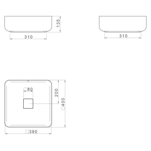 Cuba de Apoio Quadrada Deca 40x40cm Soft Antracite Slim