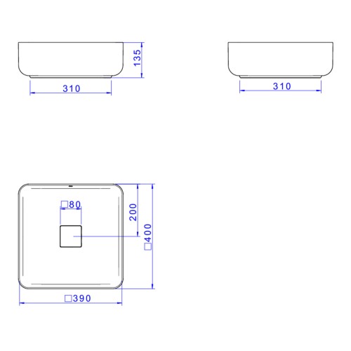 Cuba de Apoio Quadrada Deca 40x40cm Soft Antracite Slim