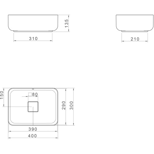 Cuba de Apoio Retangular Deca 30x40cm Soft Antracite Slim