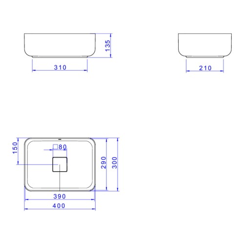 Cuba de Apoio Retangular Deca 30x40cm Soft Antracite Slim
