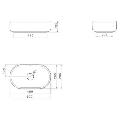 Cuba de Apoio Oval Deca 30x50cm Soft Antracite Slim