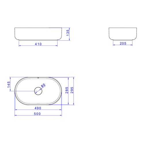 Cuba de Apoio Oval Deca 30x50cm Soft Antracite Slim