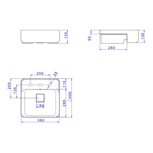 Cuba de Semi Encaixe com Deck Deca 40x40cm Soft Antracite Slim