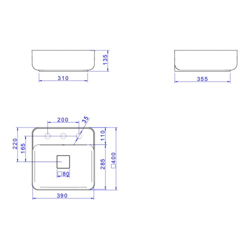 Cuba de Apoio Quadrada com Deck Deca 40x40cm Barbante Slim