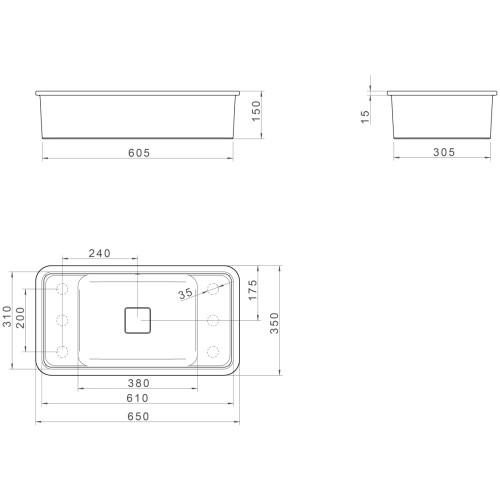 Cuba de Embutir com Mesa Retangular Deca 35x65cm Barbante Slim