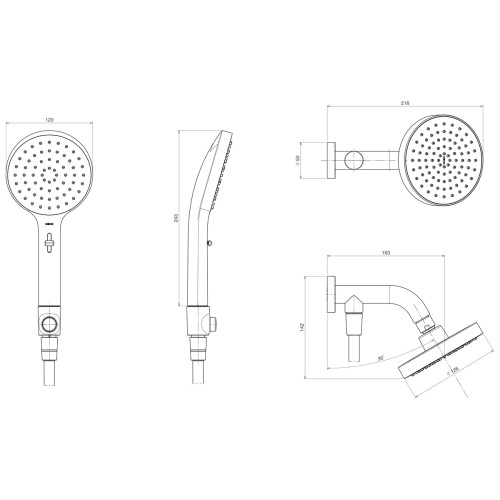 Chuveiro Redondo de Parede 12,6cm com Desviador Cromado