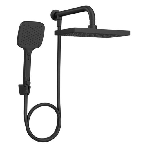 Chuveiro Retangular de Parede 26,5cm com Desviador Black Matte