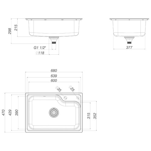 Cuba de Cozinha Retangular Deca com Deck 60x40cm Facile Inox