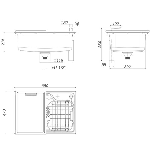 Cuba de Cozinha Retangular Deca com Deck e Acessórios 60x40cm Facile Inox