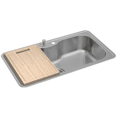 Cuba de Cozinha Retangular Deca com Deck e Acessórios 80x40 Facile Inox