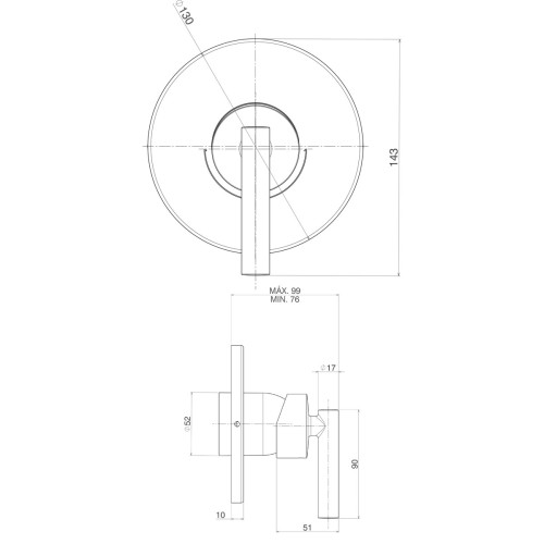 Acabamento para Monocomando Deca de Chuveiro para Alta e Baixa Pressão Beta Cromado