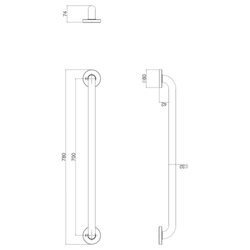 Barra de Apoio Conforto 70cm Black Matte - 2310.Bl.070.Mt