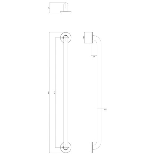 Barra de Apoio Conforto 80cm Black Matte - 2310.Bl.080.Mt