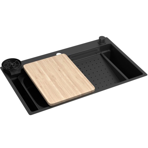 Cuba de Cozinha Retangular com Deck e Acessórios Black Matte