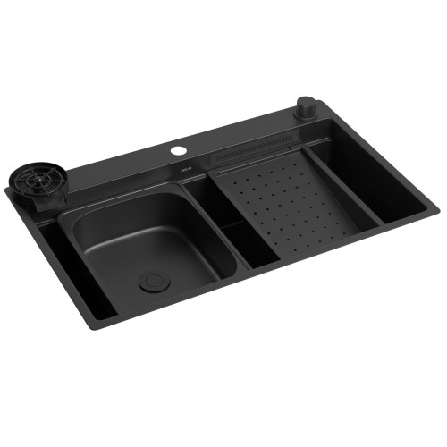 Cuba de Cozinha Retangular com Deck e Acessórios Black Matte