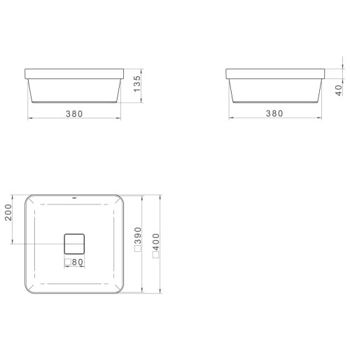 Cuba de Sobrepor Quadrada Deca 40x40cm Branco Slim