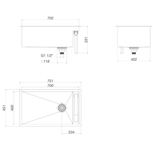Cuba de Cozinha Retangular com Monocomando Deca Suprahide 70x40cm Inox