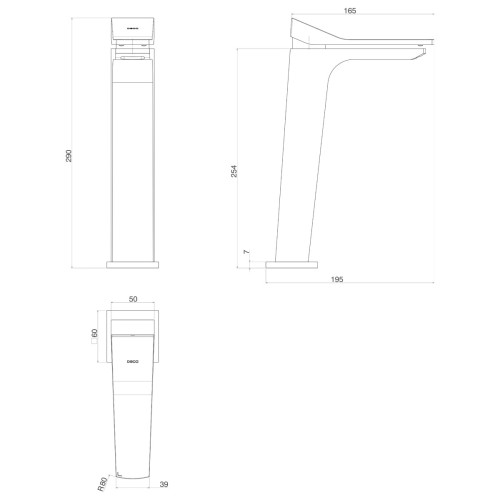 Misturador Monocomando de Mesa Bica Alta para Lavatório Corten - 2885.Ct116.Mt