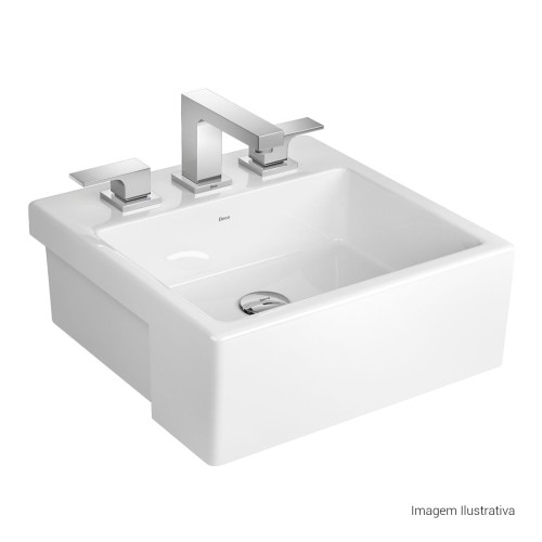 Cuba de Semi Encaixe com Mesa Quadrada Deca 42x42cm Branco Linha L