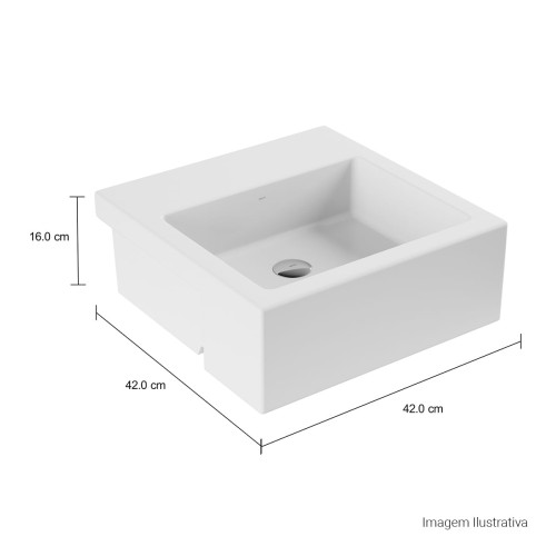 Cuba de Semi Encaixe com Mesa Quadrada Deca 42x42cm Branco Linha L