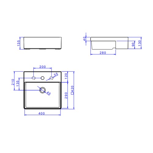 Cuba de Semi Encaixe com Mesa Quadrada Deca 42x42cm Branco Linha L