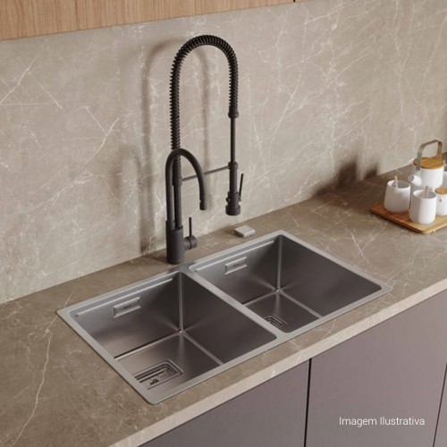Cuba Dupla Deca para Cozinha em Inox 745x440x201 Wish Inox