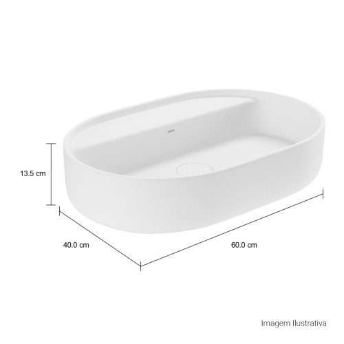 Cuba de Apoio com Mesa Oval Deca 40x60cm Branco Slim
