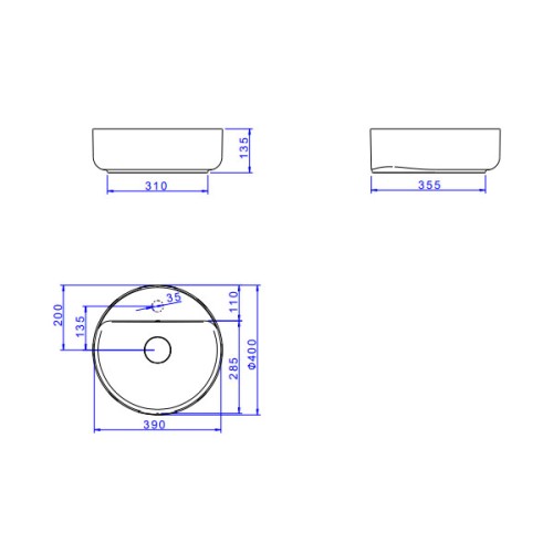 Cuba de Apoio Redonda com Mesa Deca 40x40cm Branco Slim