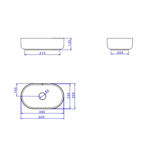 Cuba de Apoio Oval Deca 29,5x50cm Branco Slim