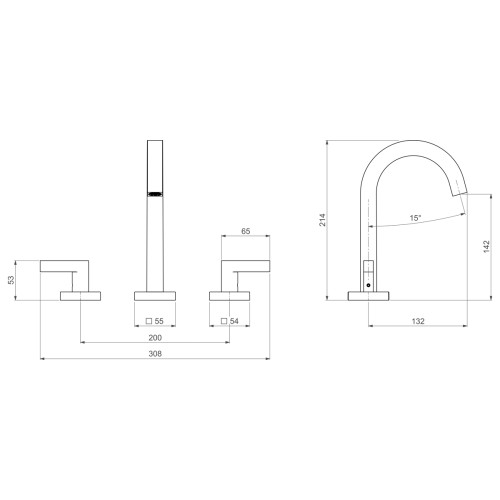 Misturador de Mesa Bica Alta para Lavatório Black Matte