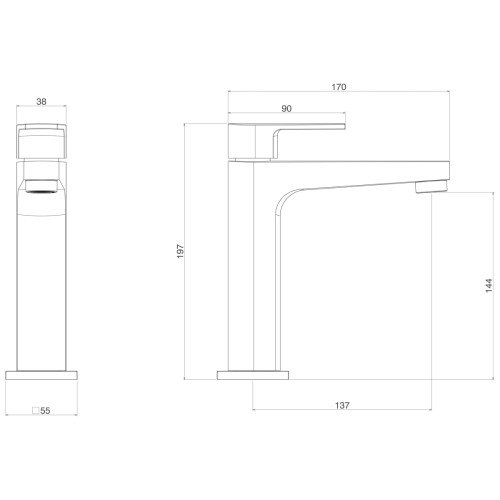 Torneira de Mesa Bica Média para Lavatório Level - Black Matte