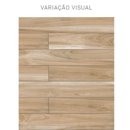 Porcelanato Acetinado Amadeirado 20x120cm Bege - Portinari Abitare Hd Be Esmaltado Retificado