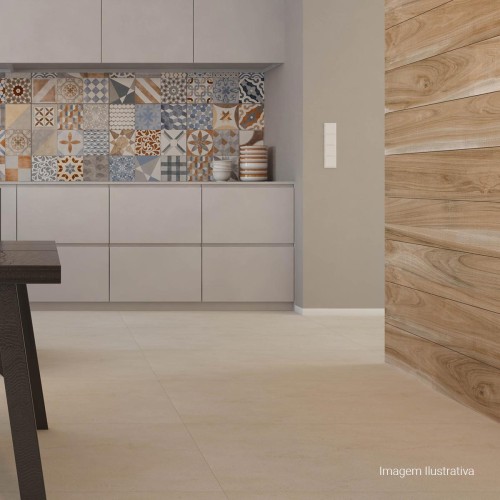 Porcelanato Acetinado Amadeirado 20x120cm Bege - Portinari Abitare Hd Be Esmaltado Retificado